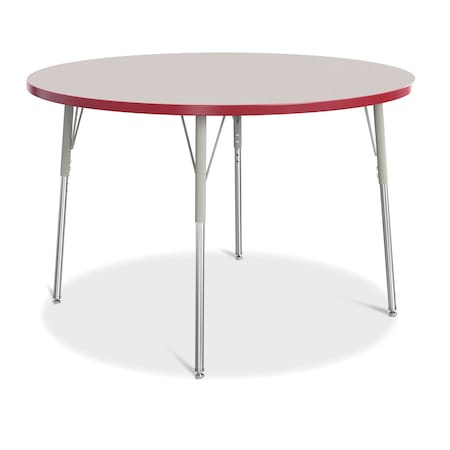 Jonti-Craft Berries Round Activity Table, 48 in. Diameter, A-height, Freckled Gray/Red/Gray 6433JCA008